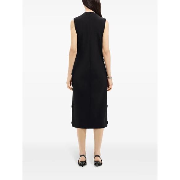 Courrèges Black Multi-Strap Sleeveless Midi Dress Size 34 Cutout Wool Designer - Picture 4 of 15